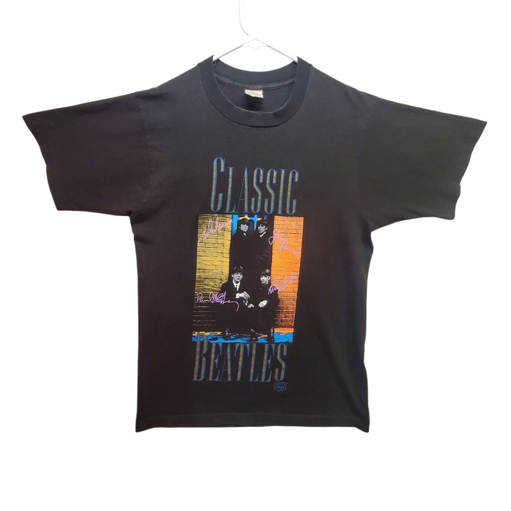 Vintage 90s Beatles Band T Shirt Mens Small Single Stitch Graphic Tee Music Vtg